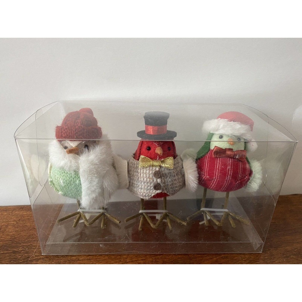 New! Target Wondershop Set of 3 Holiday Winter Outdoorsy Fabric Mini Birds